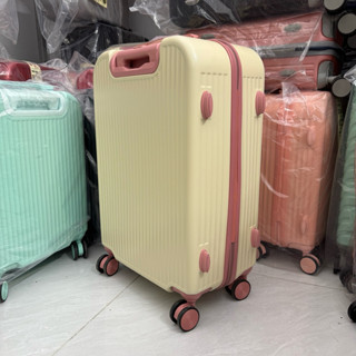 🔥Vali Kéo Du Lịch Kem Phối Hồng Góc Tròn Size 20/24 Siêu Nhẹ Chống Bể Kiểu Dáng Trẻ Trung - Giá Tận Xưởng