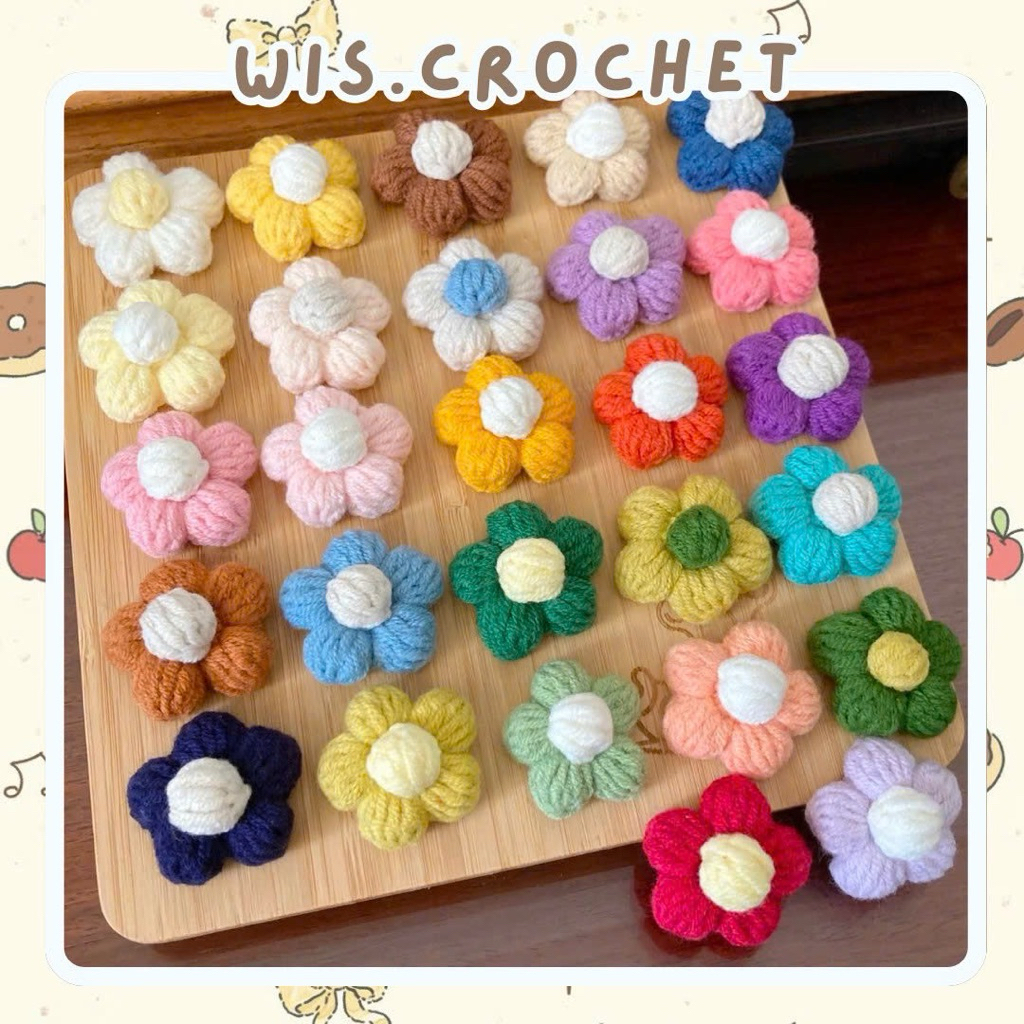 Bông Hoa Ghim Cài Móc Khoá Bằng Len Xinh Xắn Nhiều Màu Sắc | @wis.crochet