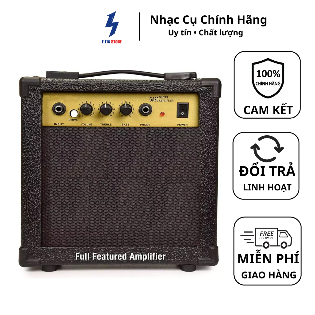 Loa Ampli Guitar Điện , Aucoustic , Bass Guitar PA-20 - Mini Amplifier tích Hợp Hiệu Ứng Clean & Ove