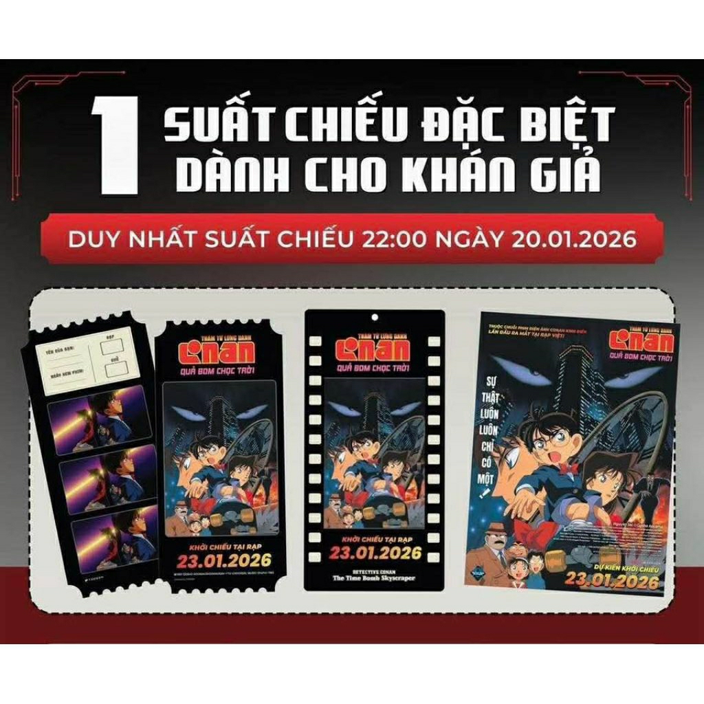 [ CGV + CONAN] BỘ THẺ CONAN MOVIE 1 MÓC KHÓA ĐỰNG THẺ CONAN MOVIE 1 POSTER A3 CONAN MOVIE 1: Quả Bom
