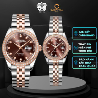 Đồng Hồ Cặp Carnival 8131G2-CH-N & 8131L2-CH-N Viền Đá Hàng Chính Hãng