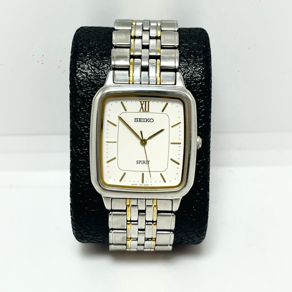 Đồng hồ vuông tank nam hiệu SEIKO SPIRIT Vintage bọc vàng đờ mi cổ điển - Chính hãng [2HAND]