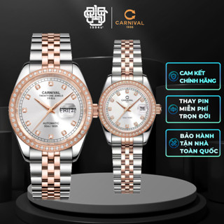 Đồng Hồ Cặp Carnival 8131G2-CH-T & 8131L2-CH-T Viền Đá Hàng Chính Hãng