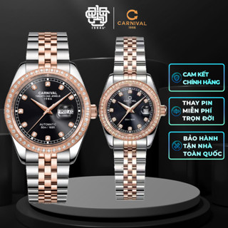 Đồng Hồ Cặp Carnival 8131G2-CH-D & 8131L2-CH-D Viền Đá Hàng Chính Hãng