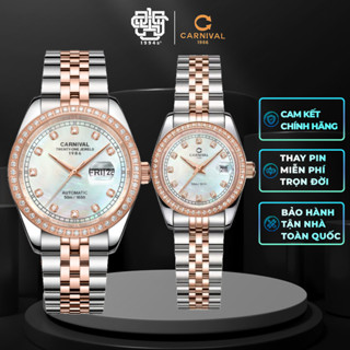 Đồng Hồ Cặp Carnival 8131G2-CH-TK & 8131L2-CH-TK Viền Đá, Mặt Xà Cừ Hàng Chính Hãng