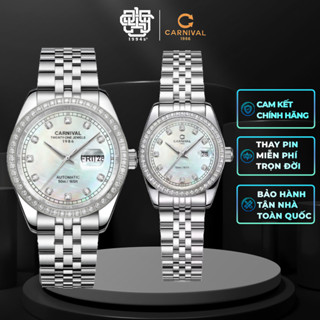 Đồng Hồ Cặp Carnival 8131G2-VT-TK & 8131L2-VT-TK Viền Đá, Mặt Xà Cừ Hàng Chính Hãng