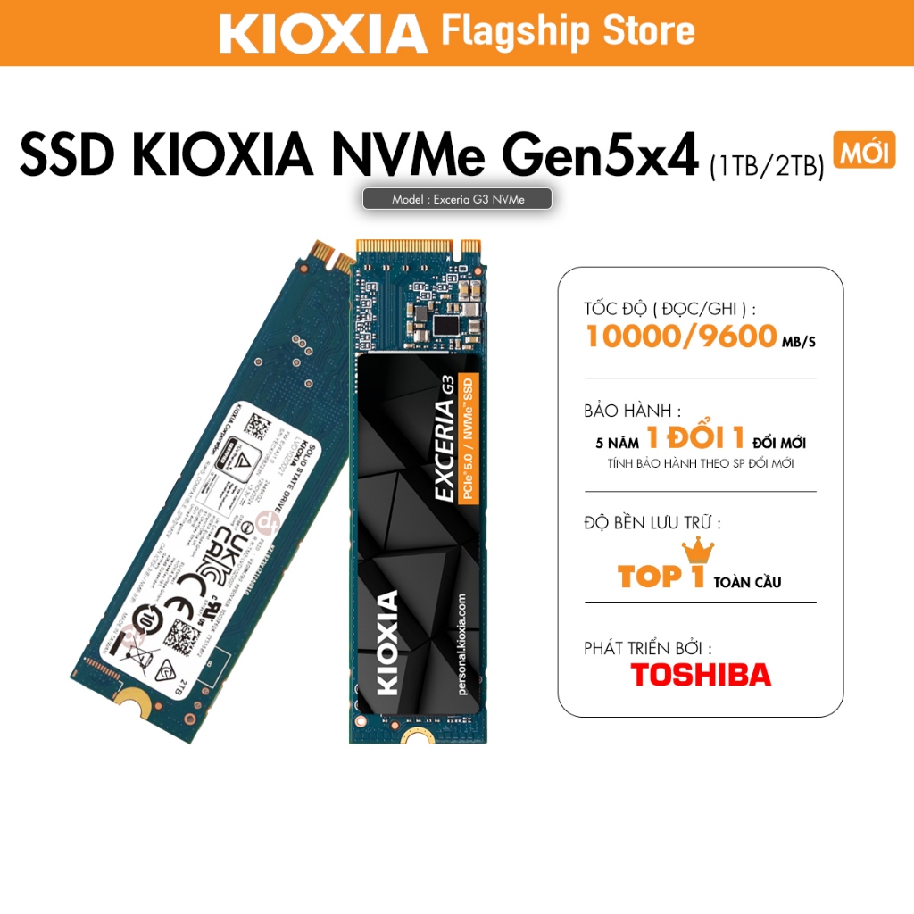 Ổ cứng SSD KIOXIA M2 PCIe 5.0 NVMe Gen5x4 2280 [ Exceria G3 NVMe / Exceria Plus G4 NVMe ] - Hàng Chí