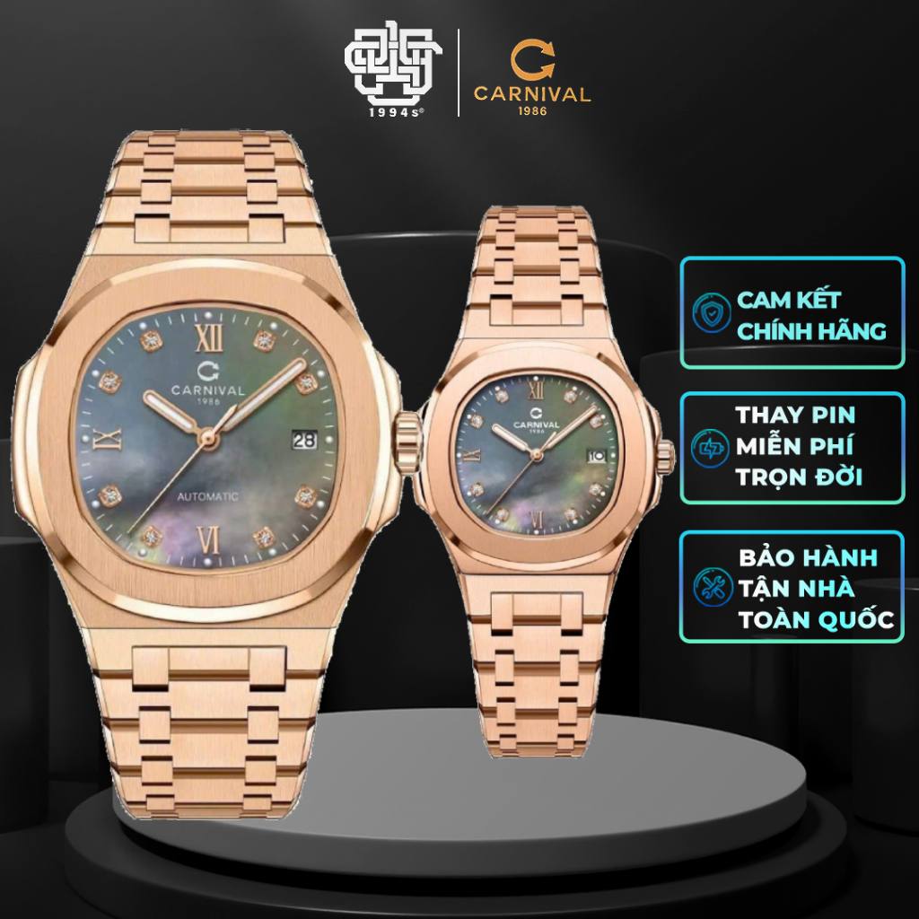 Đồng Hồ Cặp Carnival 8160G-VH-DK & 8160L-VH-DK Hàng Chính Hãng