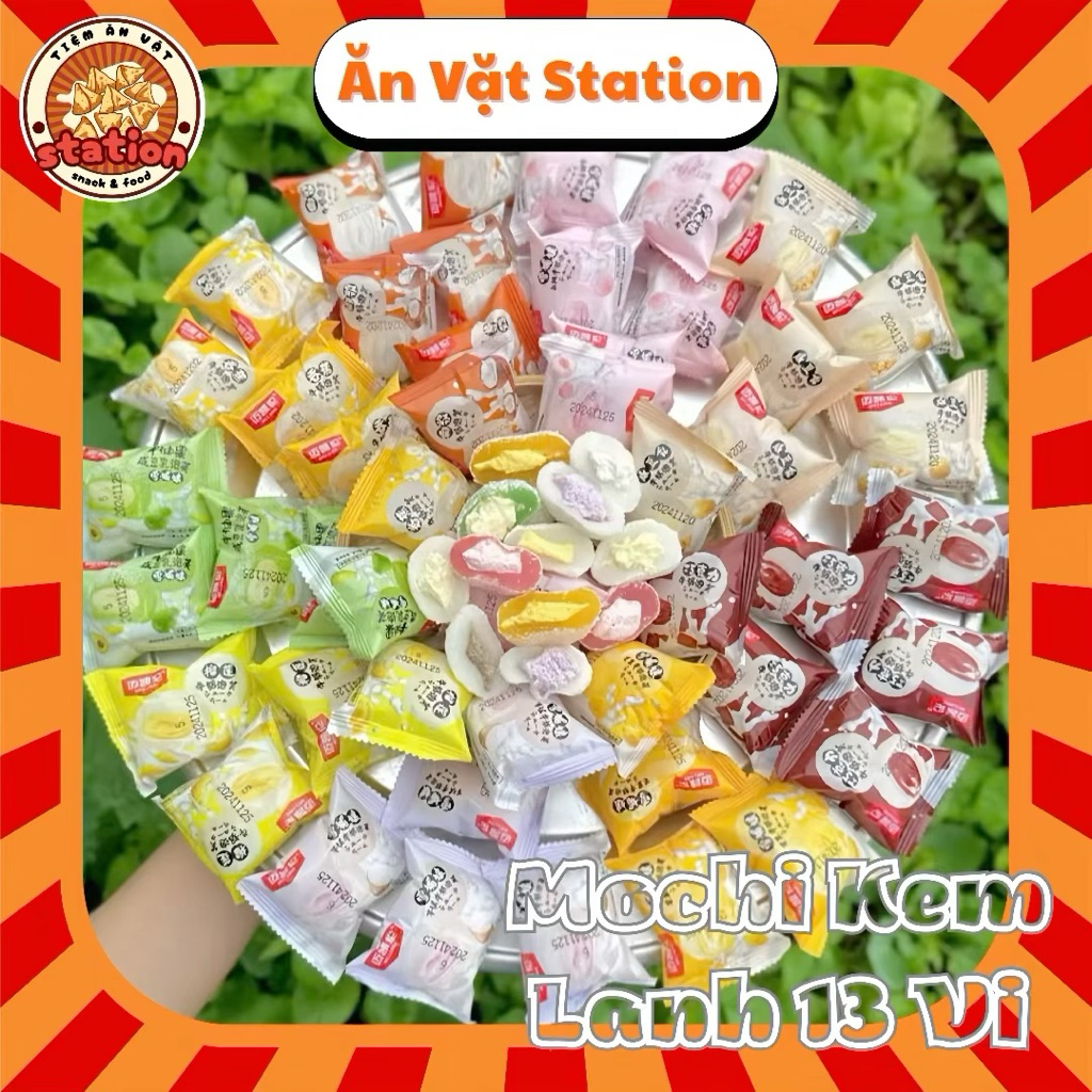(Full 13 Vị) Bánh Mochi Kem Sữa Vị Sầu Riêng/ Khoai Môn/ Đậu Nành, Mochi Phủ Dừa, Bánh Mochi Kem Lạn