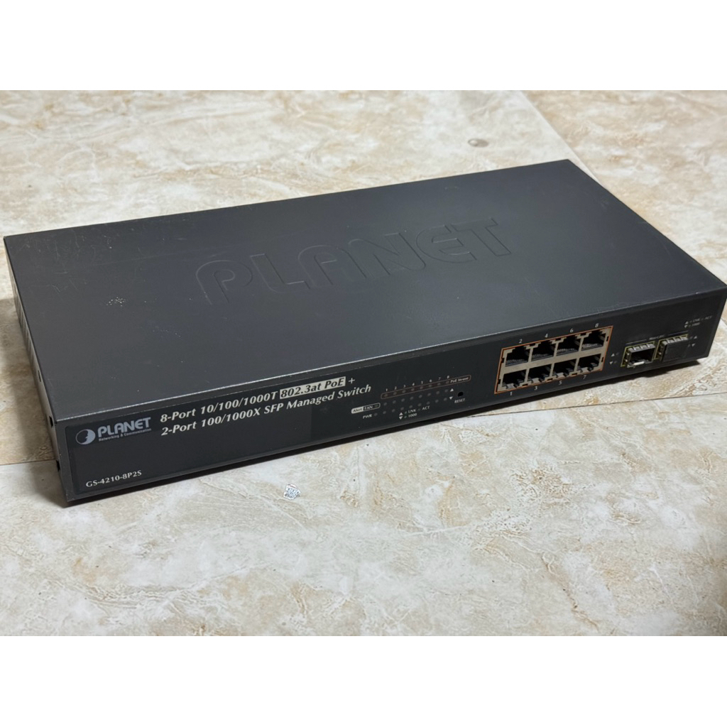 (Hàng cũ) Switch 8 Cổng Planet GS-4210-8P2S, Gigabit Switch 8-Port Managed 802.3at POE + 2-Port 100/