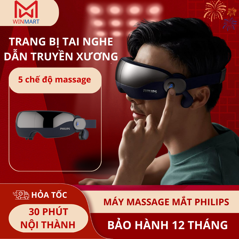 Máy Massage Mắt Philips PPM2702 - Kết Nối Bluetooth - Tích Hợp Nghe Nhạc - 5 Chế Độ Massage