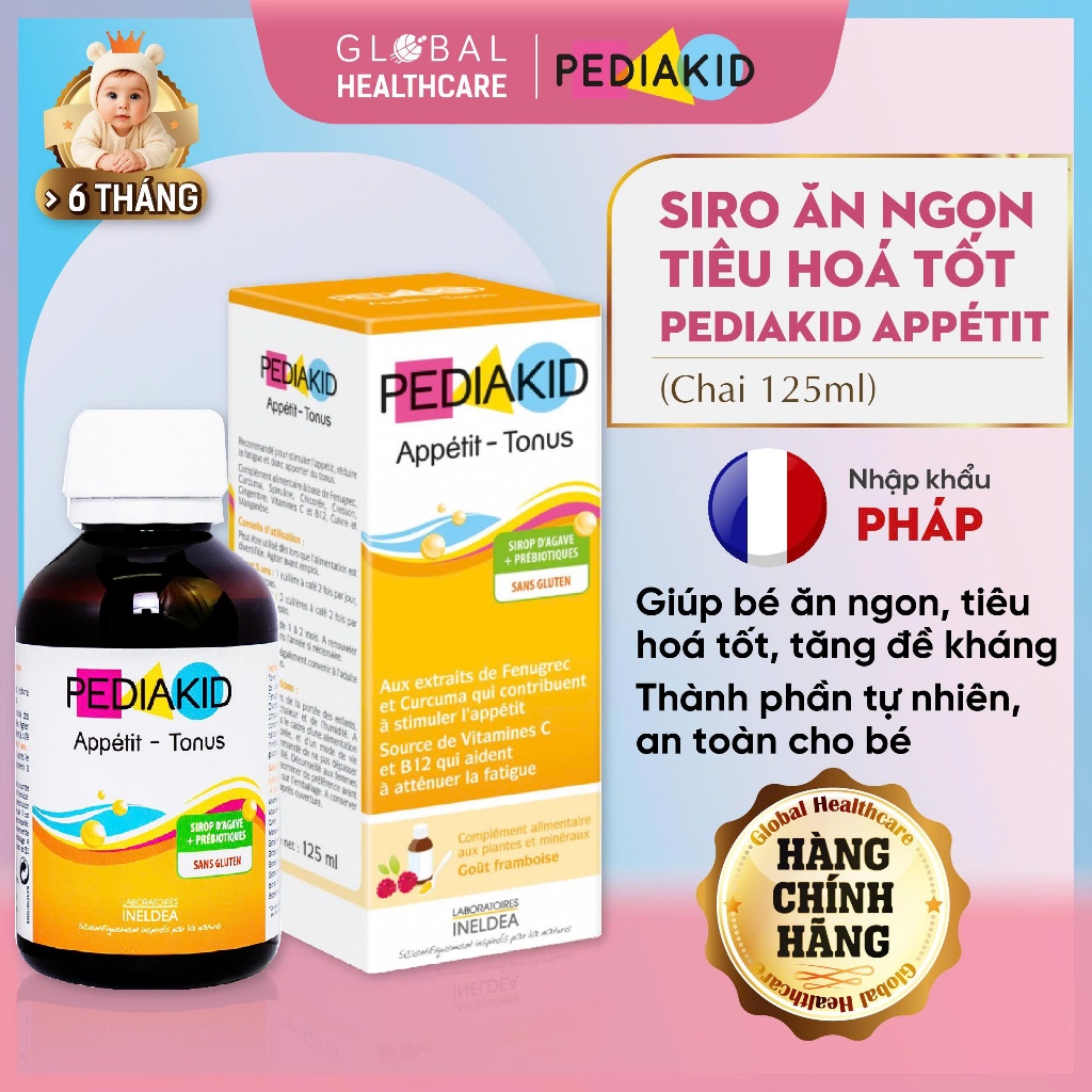 Pediakid Appetit - Siro hỗ trợ giúp bé ăn ngủ ngon, tăng đề kháng, 22 vitamin khoáng chất (C/125ml)