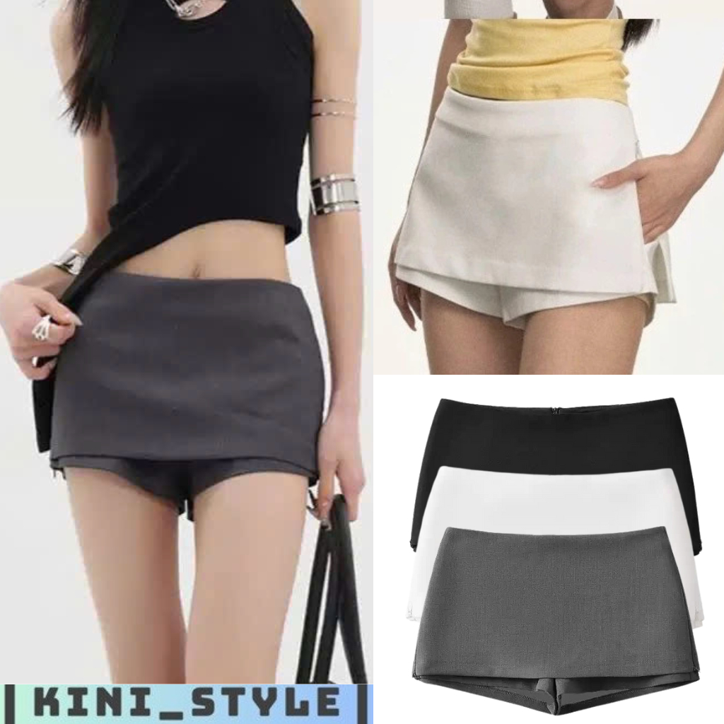 Quần váy ngắn cạp trễ - quần váy trơn phong cách chất liệu bố ruby KINI-Style | BigBuy360 - bigbuy360.vn