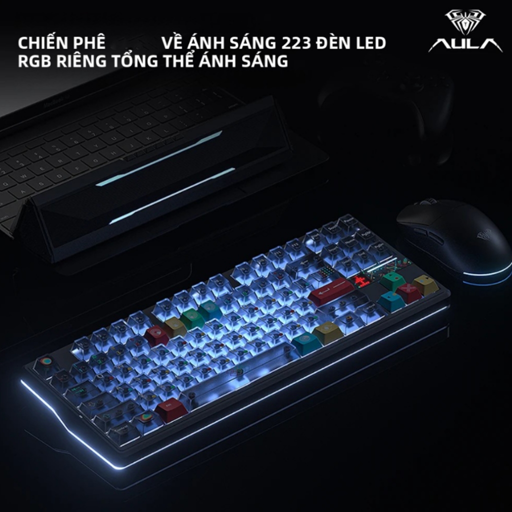 Bàn Phím Cơ 3 Mode AULA F87 PRO V2 Pin 10.000mAh Không Dây Mạch Xuôi Hotswap Kết Nối Bluetooth USB 2.4G | BigBuy360 - bigbuy360.vn