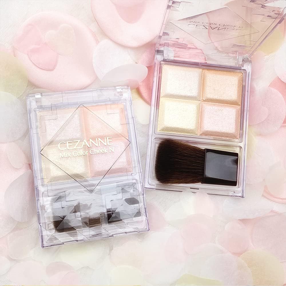 Cezanne Mix Color Cheek N10 Pale Highlight, 7.1g, Natural Luster, Translucent, 4-Color Highlight