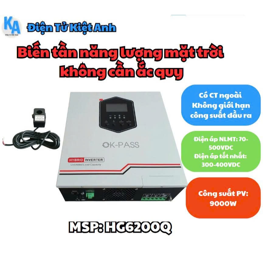 Biến tần năng lượng mặt trời không cần ắc quy OK PASS 6200W - HG6200Q