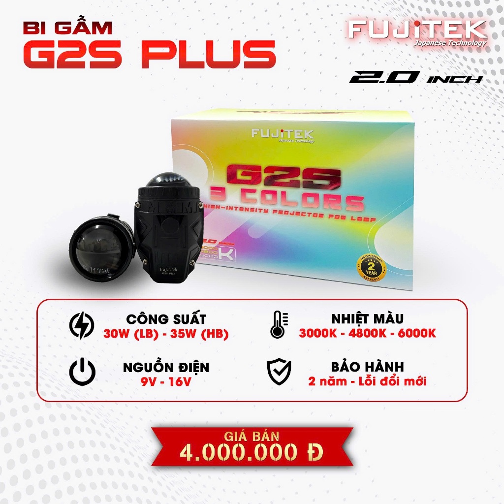 Bi gầm led Fujitek G2SPLUS 2.0 inch 3 chế độ pha cos chống chói - Phù hợp dòng xe đèn nhỏ
