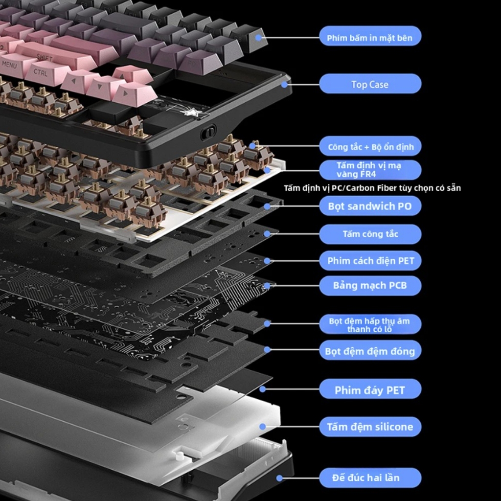 Bàn Phím Cơ 3 Mode AULA F87 PRO V2 Pin 10.000mAh Không Dây Mạch Xuôi Hotswap Kết Nối Bluetooth USB 2.4G | BigBuy360 - bigbuy360.vn