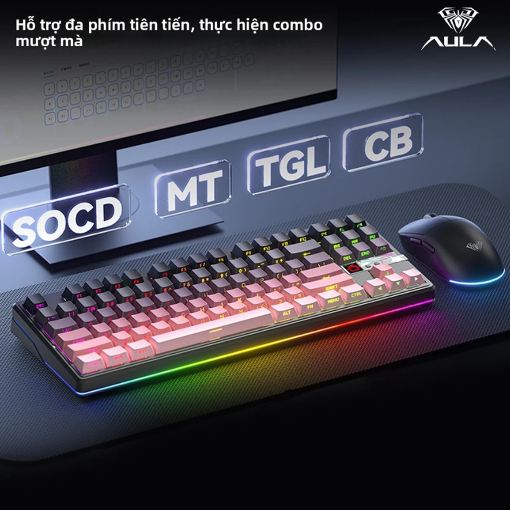 Bàn Phím Cơ 3 Mode AULA F87 PRO V2 Pin 10.000mAh Không Dây Mạch Xuôi Hotswap Kết Nối Bluetooth USB 2.4G | BigBuy360 - bigbuy360.vn