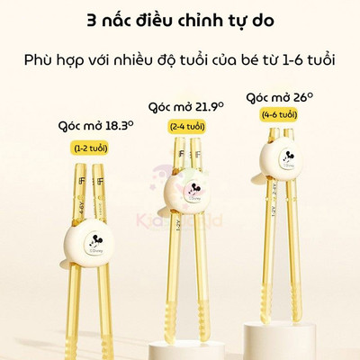 (Tặng Hộp) Đũa tập gắp Mickey chất liệu PPSU Chống trơn trượt, Đũa tập gắp 3 giai đoạn cho bé 1-6t