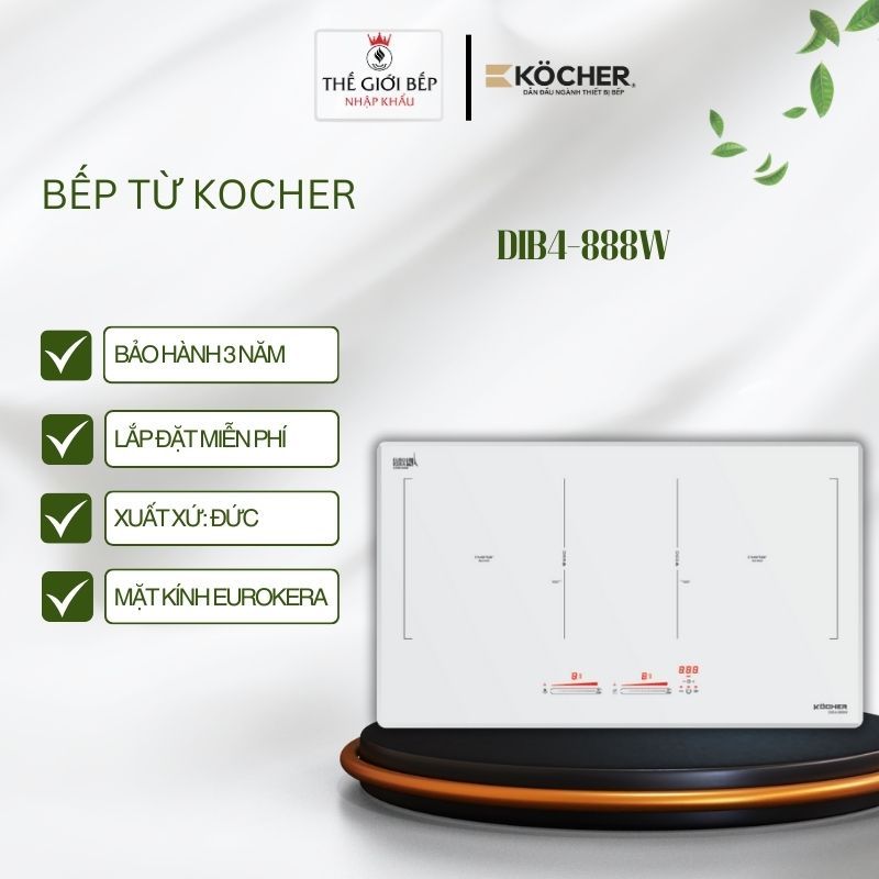 Bếp từ đôi lắp âm Kocher DIB4-888MI / DIB4-888W - Mặt kính Eurokera nhập khẩu Pháp - Hàng chính hãng