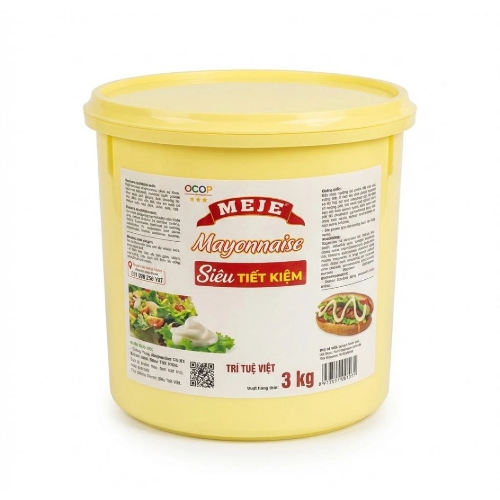 Sauce Mayonnaise 3kg (Xốt Mayonnaise loại sô siêu tiết kiệm)