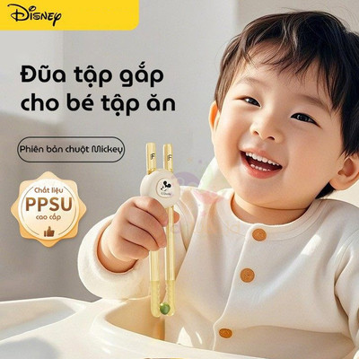 Đũa tập gắp chất liệu PPSU Mickey cho bé 1-6tuổi, Đũa tập ăn cho bé KidAndMom có thể tiệt trùng được