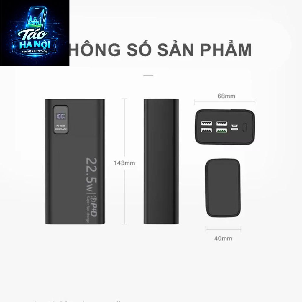 Sạc dự phòng dosen nhiều tùy chọn dung lượng tích hợp màn hình led