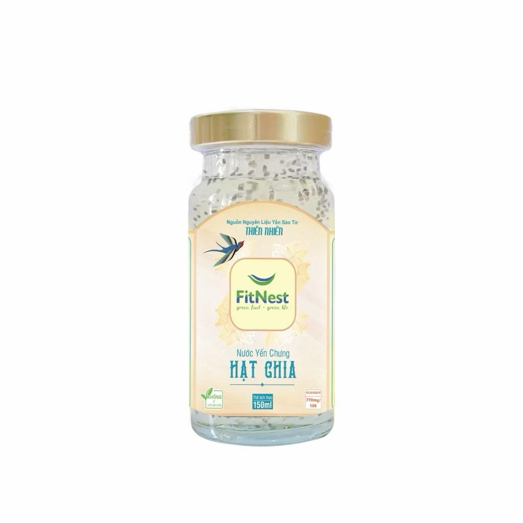 COMBO 10 LỌ -FITNEST YẾN CHƯNG HẠT CHIA 770mg/ Yến sào ngâm nở - Lọ 150ml