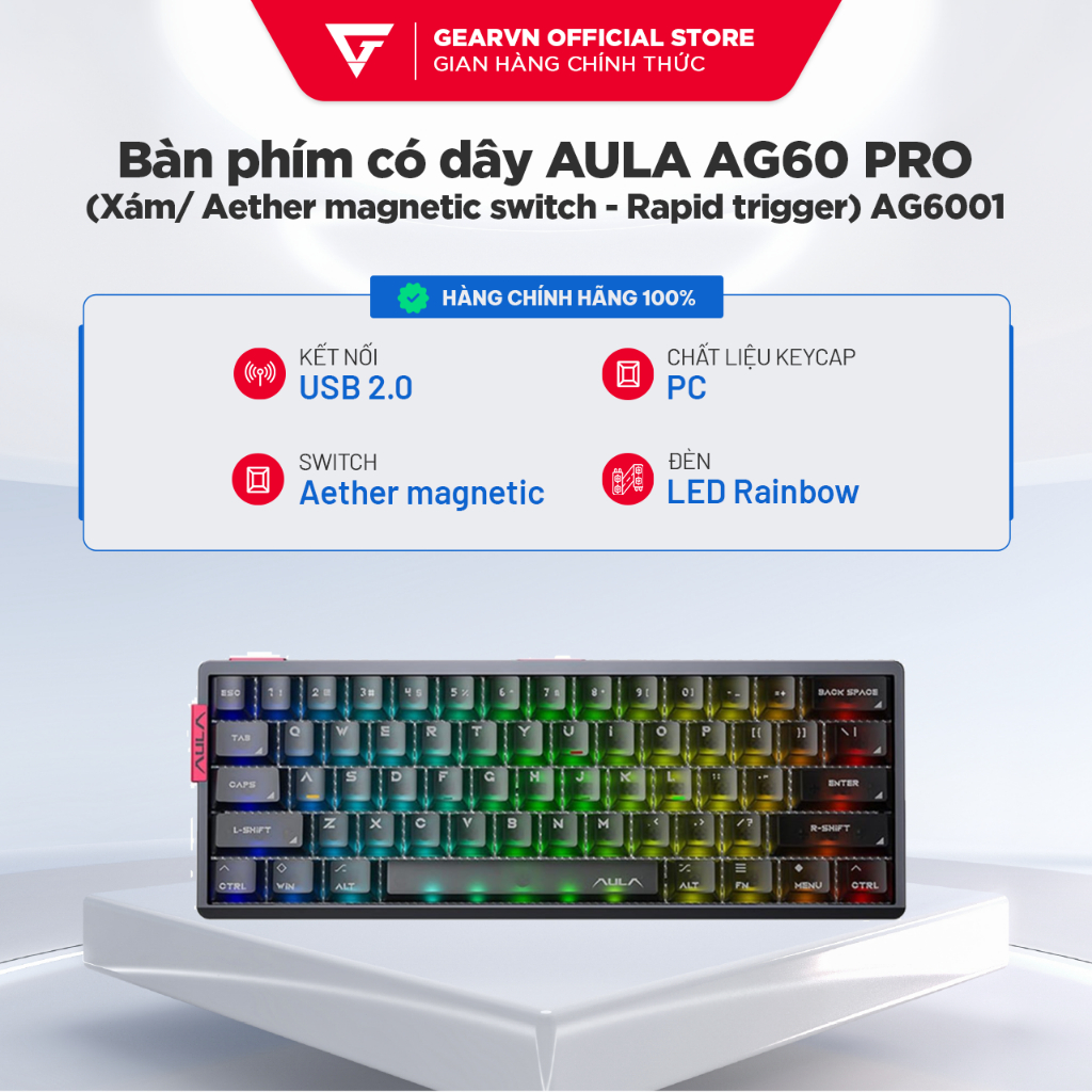 Bàn phím có dây AULA AG60 PRO (Xám/ Aether magnetic switch - Rapid trigger) AG6001