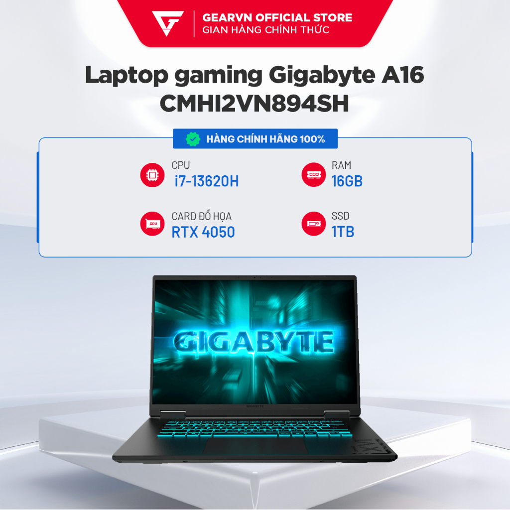 Laptop gaming Gigabyte A16 CMHI2VN894SH i7-13620H -16GB DDR5 - 1TB - NVIDIA® GeForce RTX™ 4050