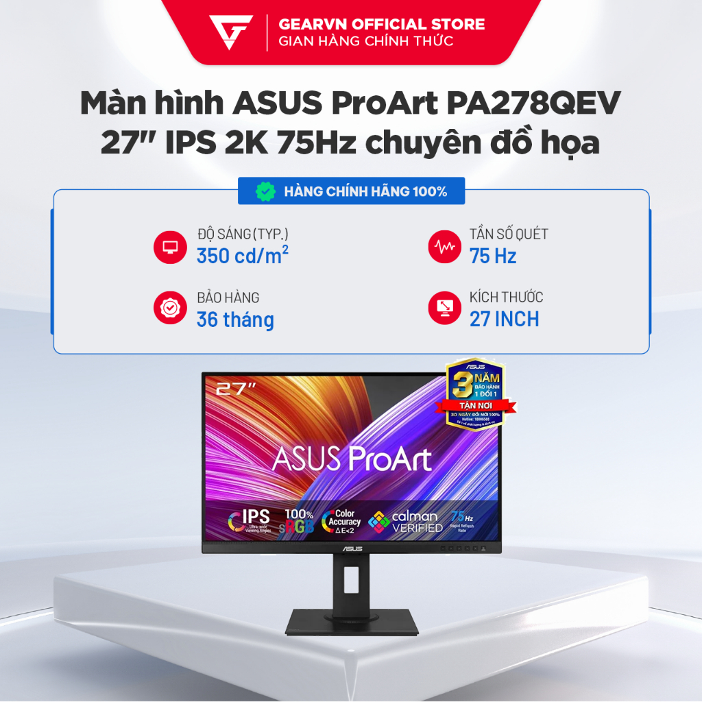 Màn hình ASUS ProArt PA278QEV 27" IPS 2K 75Hz chuyên đồ họa | BigBuy360 - bigbuy360.vn