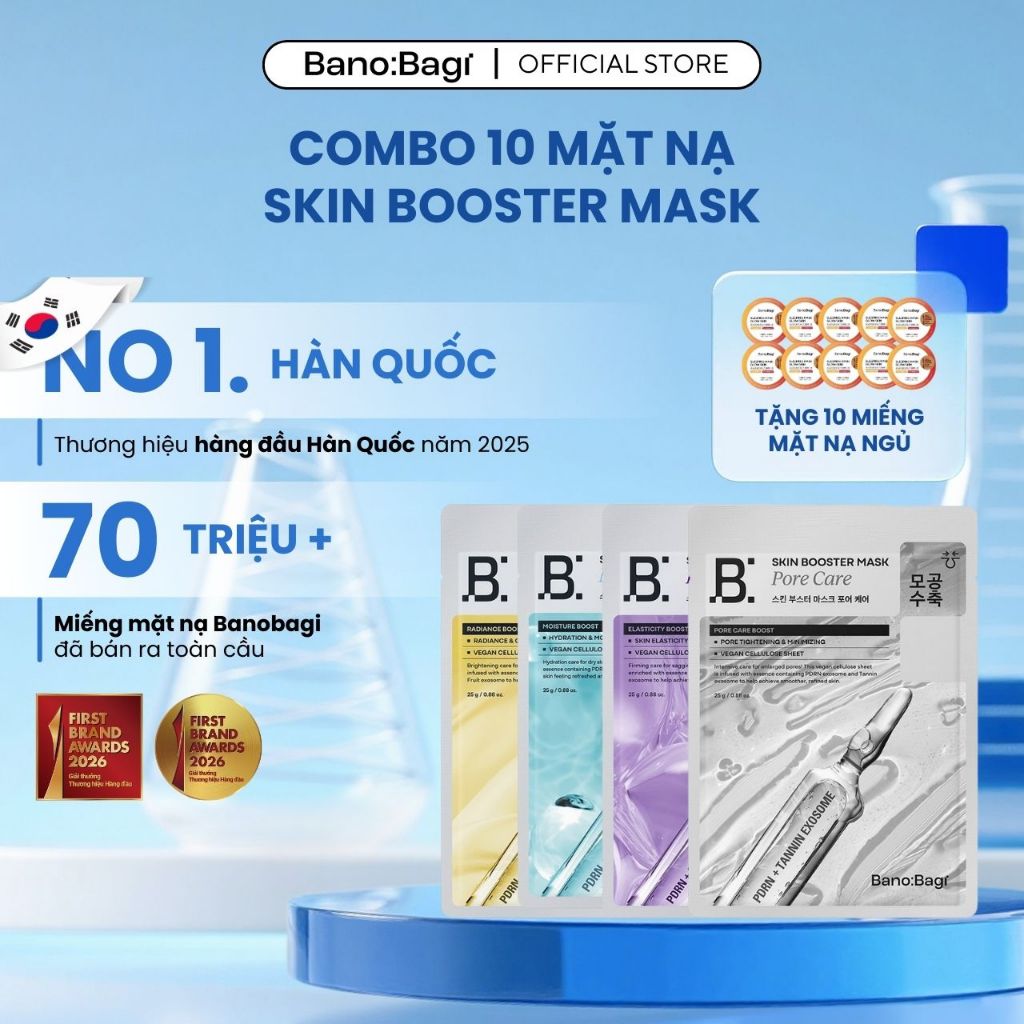 [KOL] [Tặng 10 Miếng Mặt Nạ Ngủ] COMBO 10 Mặt Nạ BANOBAGI Skin Booster Mask Hỗ Trợ Cấp Ẩm,Làm Sáng D