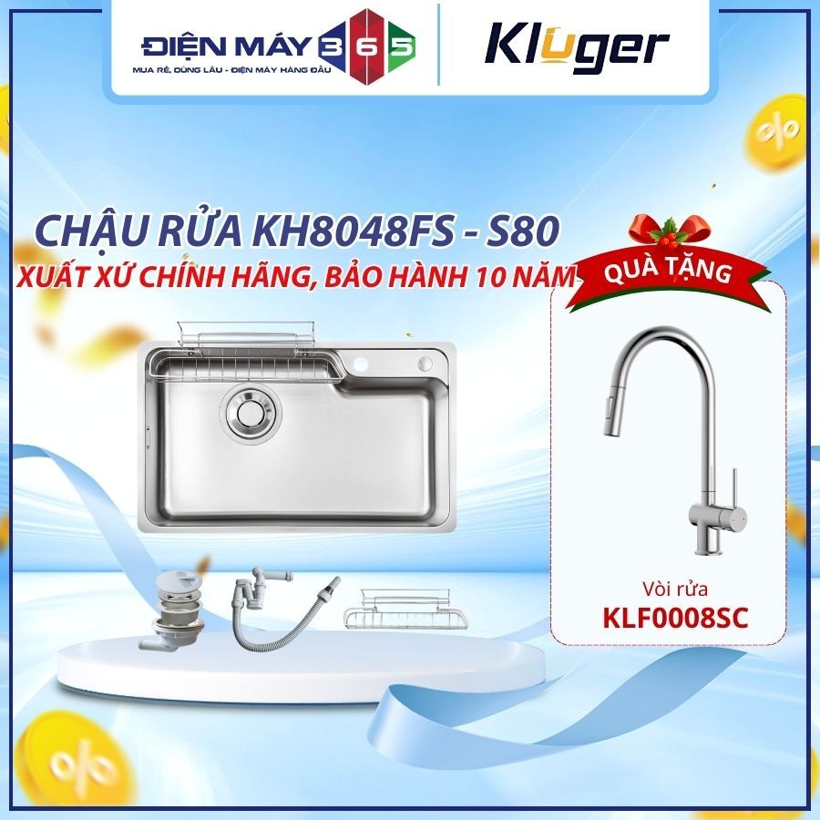 Chậu rửa bát Kluger KH8048FS bản Basic/Plus Super Linen thế hệ mới – DNH