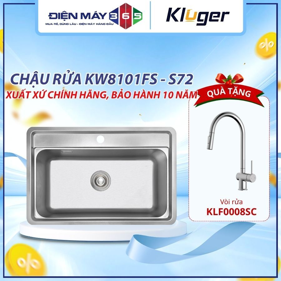 Chậu rửa bát Kluger KW8101FS – S72 LINEN chống xước, kháng khuẩn – DNH