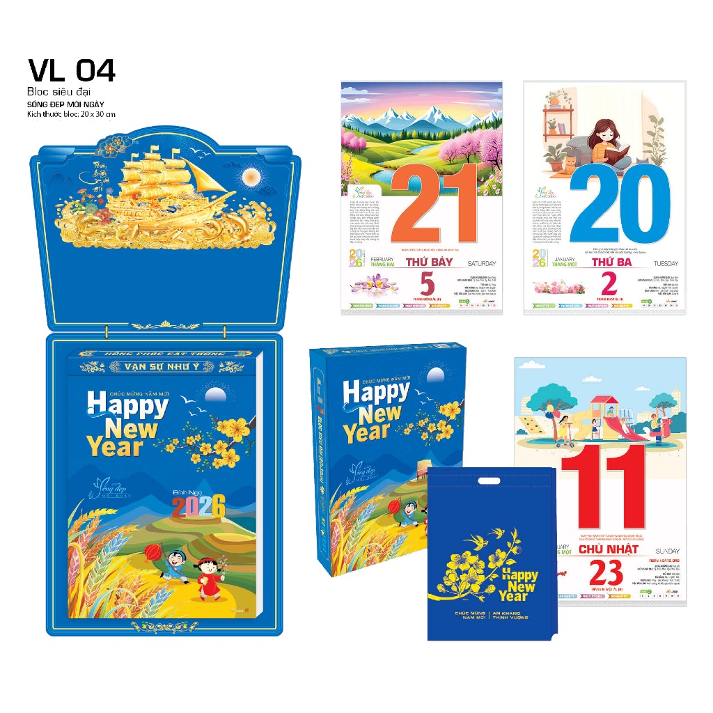 Lịch 2026 - Bloc 365 ngày KT 20x30 cm: Sống đẹp mỗi ngày (XẢ TỒN KHO)