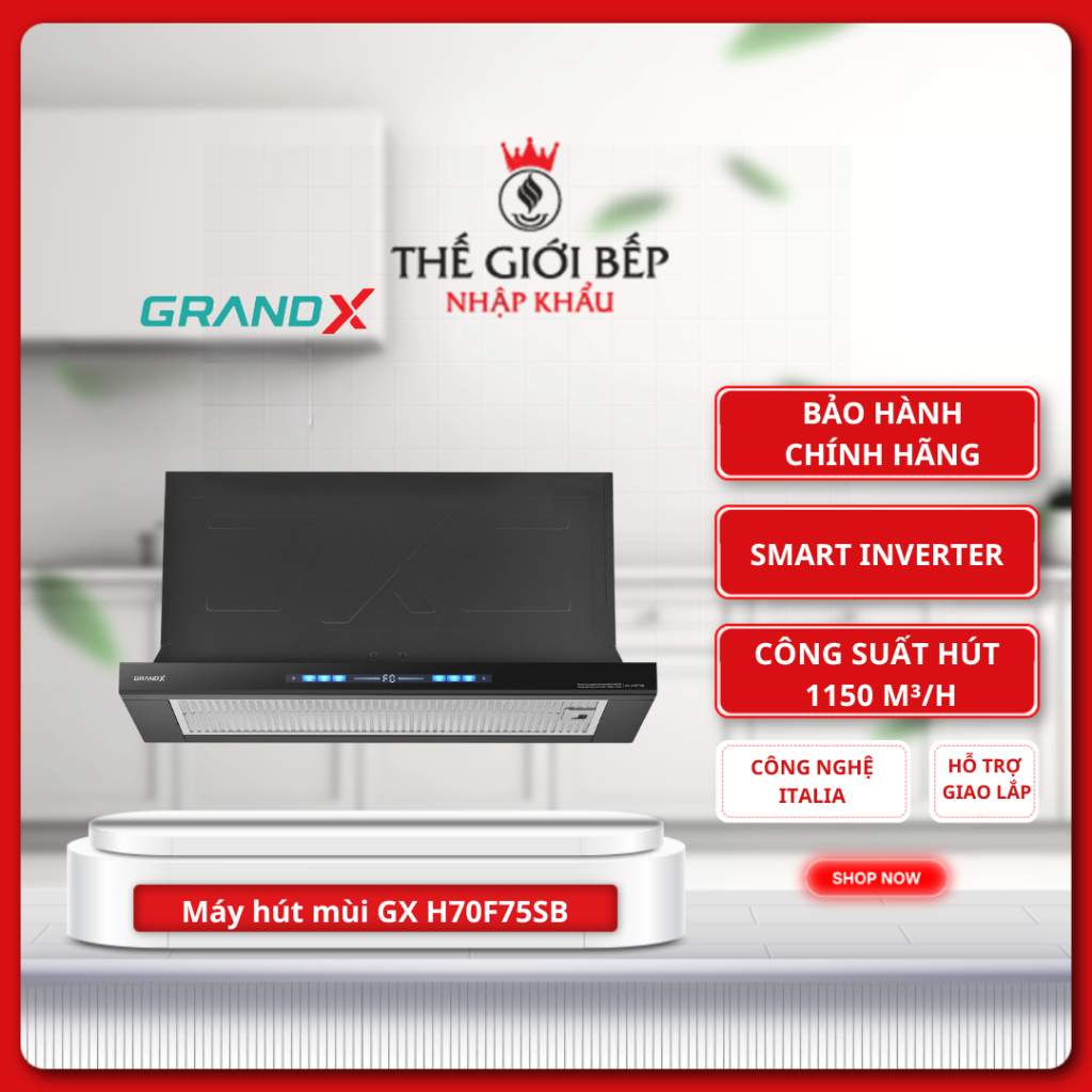 Máy hút mùi âm tủ GrandX GX H70F75B(GX H70F75SB) - Thiết Kế Sang Trọng, Vận Hành Êm Ái