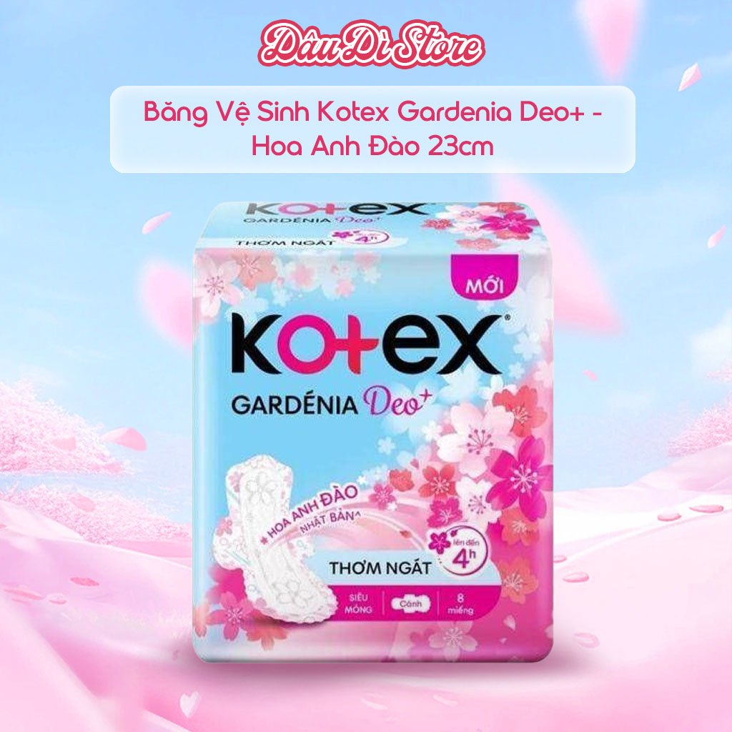 Băng Vệ Sinh Kotex Gardenia Deo+ - Hoa Anh Đào 23cm SMC  8x48 Siêu Thấm Khử Mùi Thơm Mát | Dâu Dì St