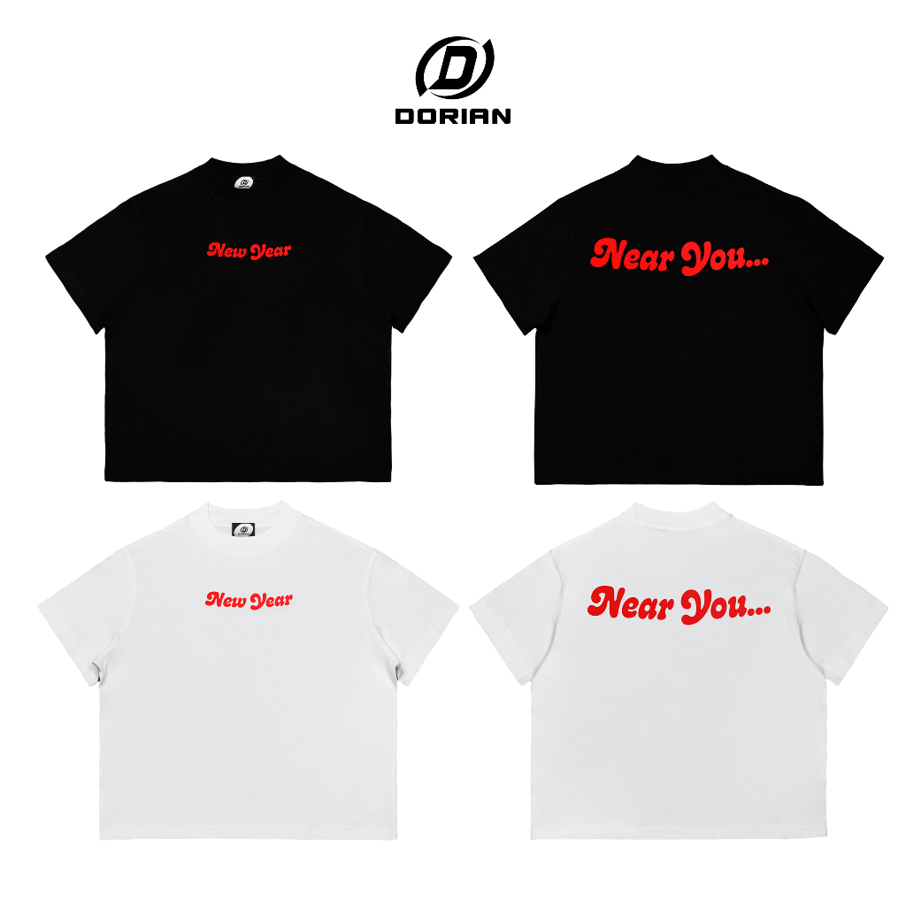 [New Year] Áo Thun Boxy Dorian NEW YEAR - Black - White - BOXY - 100% Cotton 2 chiều - 280gsm