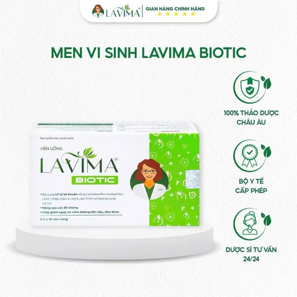 Viên uống bổ sung lợi khuẩn vùng kín Lavima Biotic hộp 20 viên