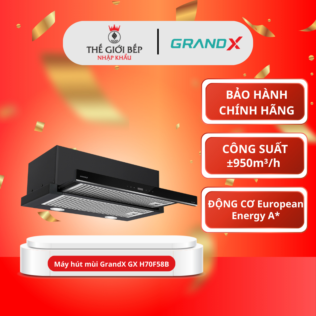 Hút mùi GRAND X GX H70F58B - Máy hút mùi âm tủ inox, LED tiết kiệm điện