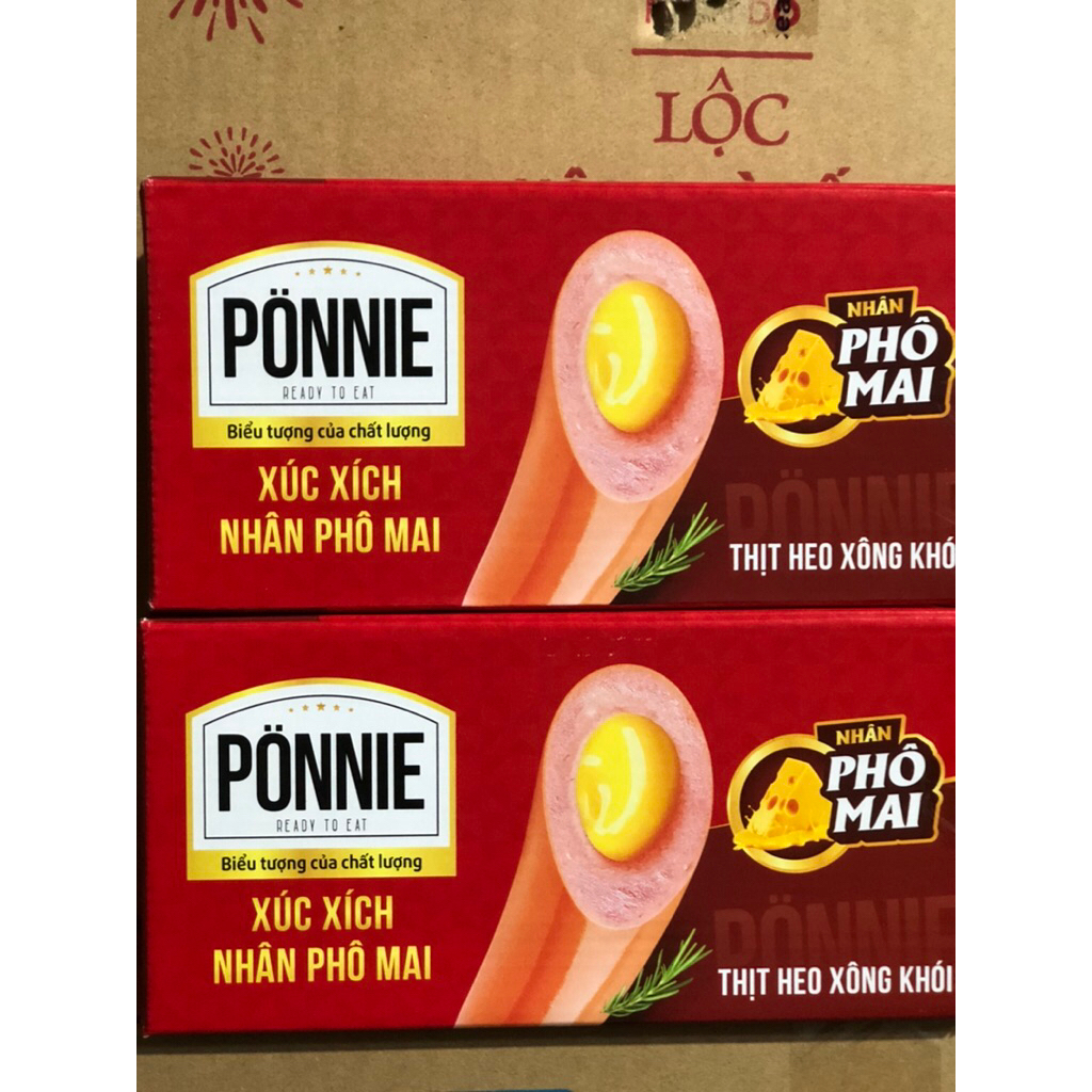 [ 12 cây x 45gr) - Xúc Xích Nhân Phô Mai Thịt Heo Xông Khói Ponnie