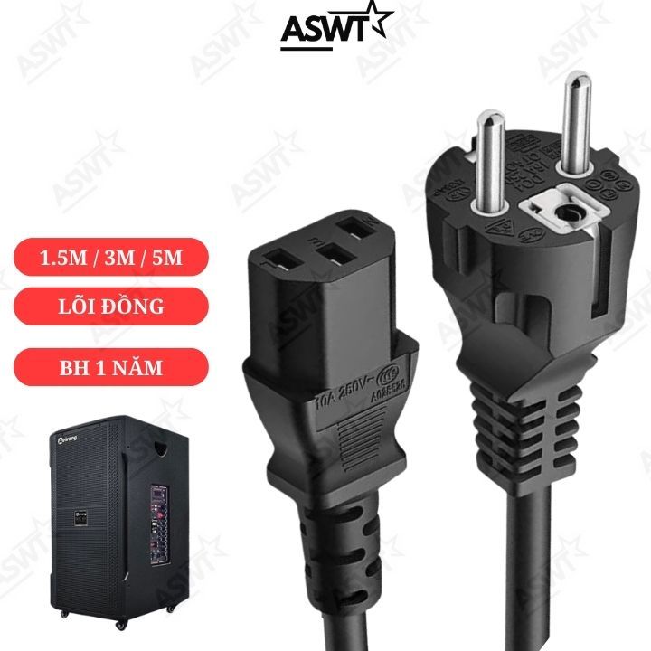 Dây sạc nguồn Loa kéo Arirang MK3 MAX dài 1.8m 3m 5m, Cáp nguồn AC 220V loa Arirang - Có VÁT