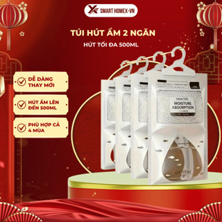 Túi Hút Ẩm Khử Mùi 2 Ngăn Siêu Hút Ẩm Lên Tới 500ml Chống Mốc Nồm Ẩm, Có Móc Treo Tủ Quần Áo và Tủ Giày Tiện Lợi