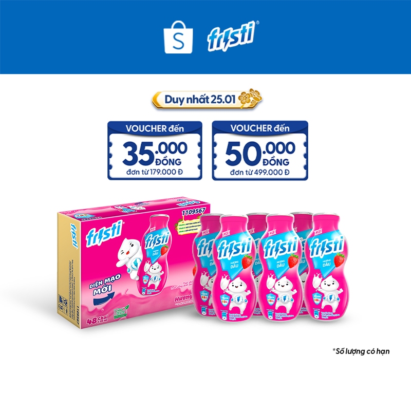 Thùng 48 Chai Sữa chua uống Fristi vị dâu 80ml/chai