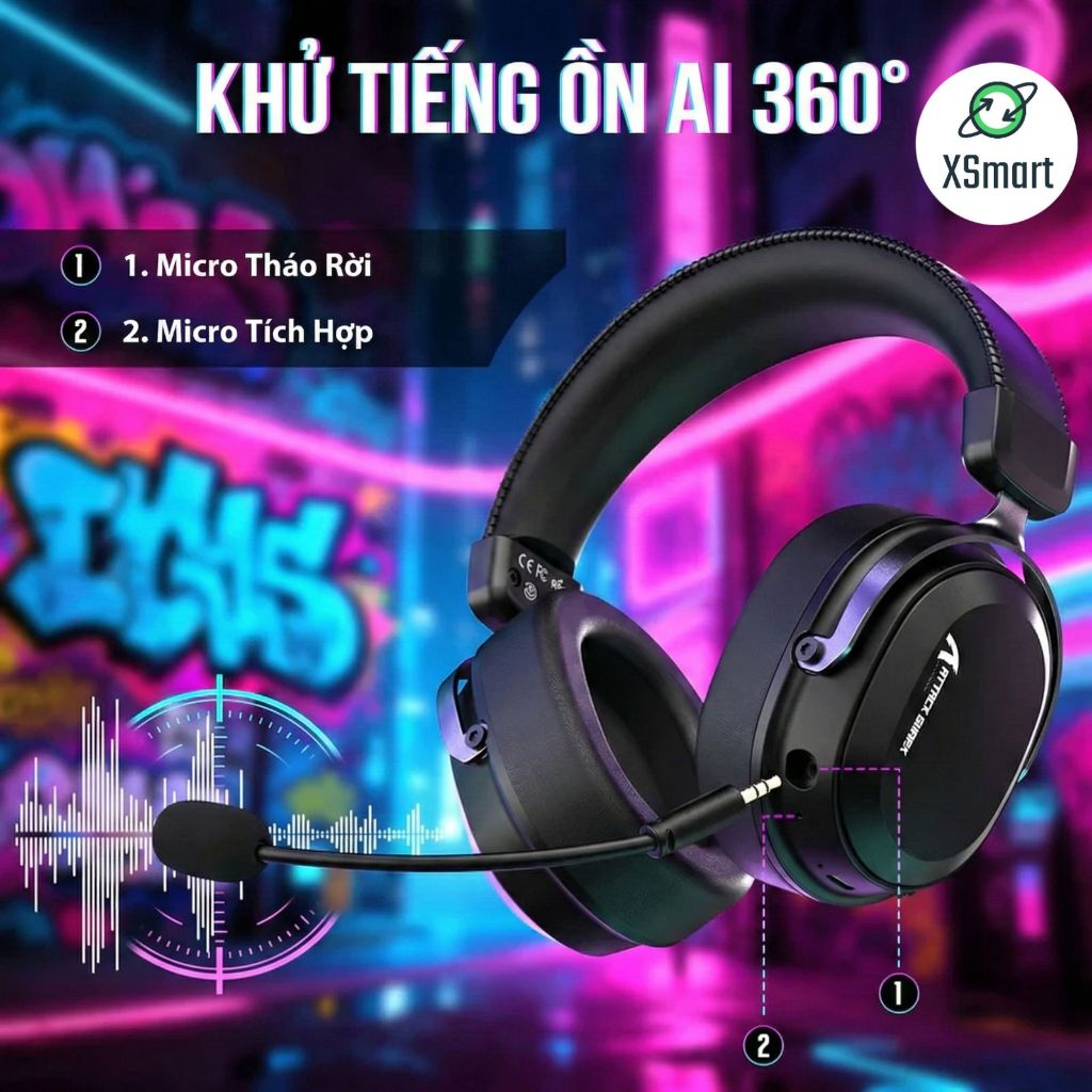 Tai Nghe Bluetooth Attack Shark L30 Pro Gaming Khung Nhôm Cao Cấp Âm Thanh Vòm 7.1 App Macro | BigBuy360 - bigbuy360.vn