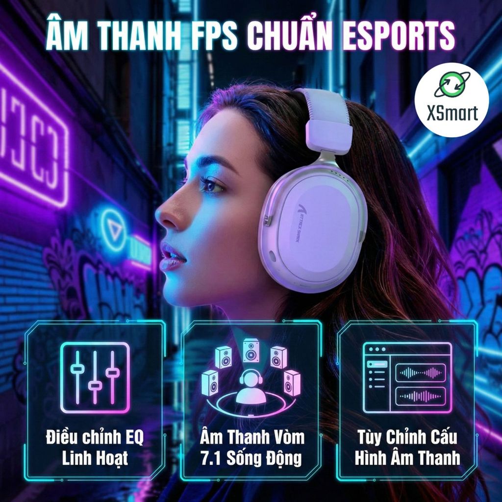 Tai Nghe Bluetooth Attack Shark L30 Pro Gaming Khung Nhôm Cao Cấp Âm Thanh Vòm 7.1 App Macro | BigBuy360 - bigbuy360.vn