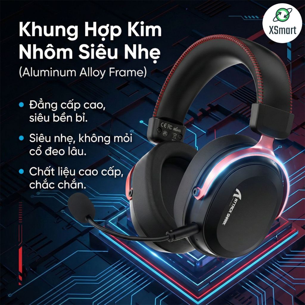 Tai Nghe Bluetooth Attack Shark L30 Pro Gaming Khung Nhôm Cao Cấp Âm Thanh Vòm 7.1 App Macro | BigBuy360 - bigbuy360.vn