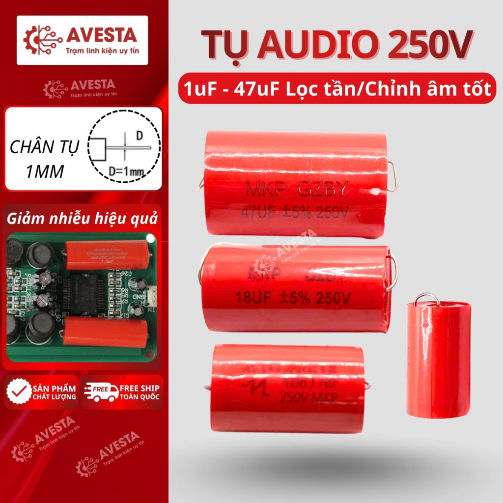 Tụ Audiophiler tụ audio 250V 1uF - 47uF màu đỏ lọc tần giảm nhiễu cực tốt avesta