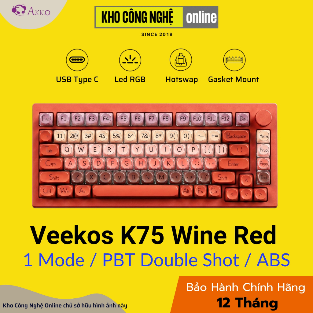 Bàn Phím Cơ Veekos K75 Wine Red